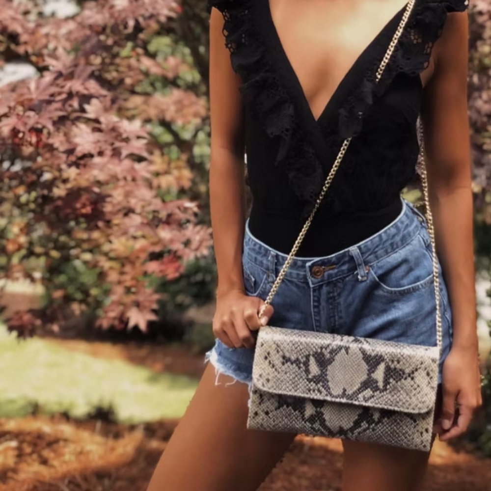 Handbag Clutch Python Genuine Leather